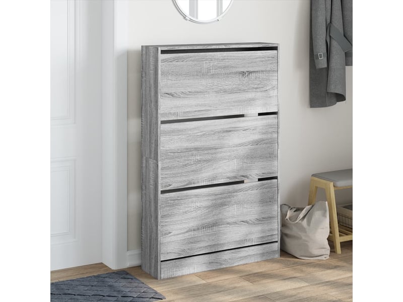  Meuble à chaussures, armoire à chaussures sonoma gris 80x21x125,5cm bois d'ingénierie  - Conforama C
