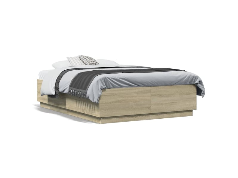  Lit double- lit adulte -  cadre de lit sans matelas chêne sonoma 120x190 cm  - Conforama A