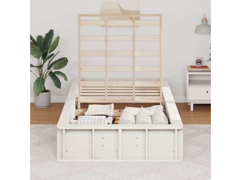  Lit simple- lit adulte -  cadre de lit blanc 80 x 200 cm bois de pin massif  - Conforama B
