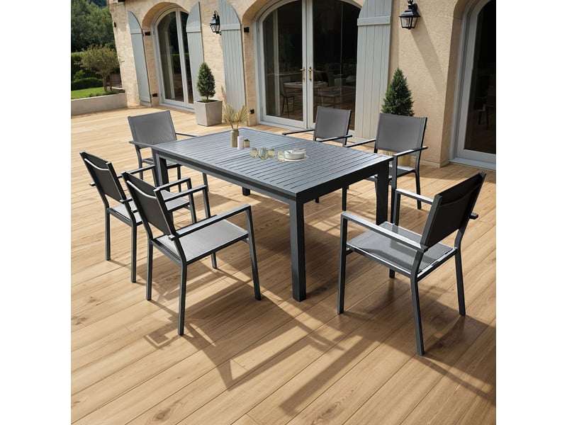 Lot de 2 fauteuils en aluminium et textilène coloris gris - Conforama E