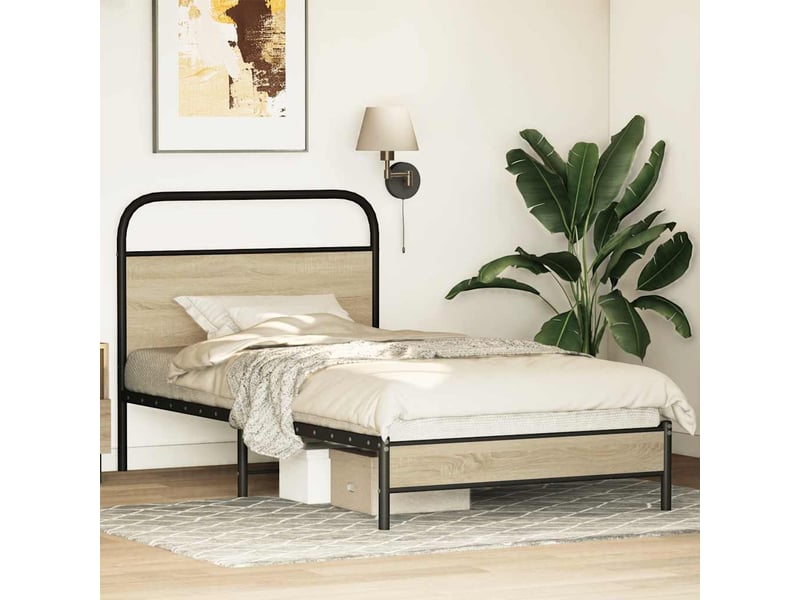  Lit simple- lit adulte -  cadre de lit sans matelas 100x200 cm chêne sonoma  - Conforama C