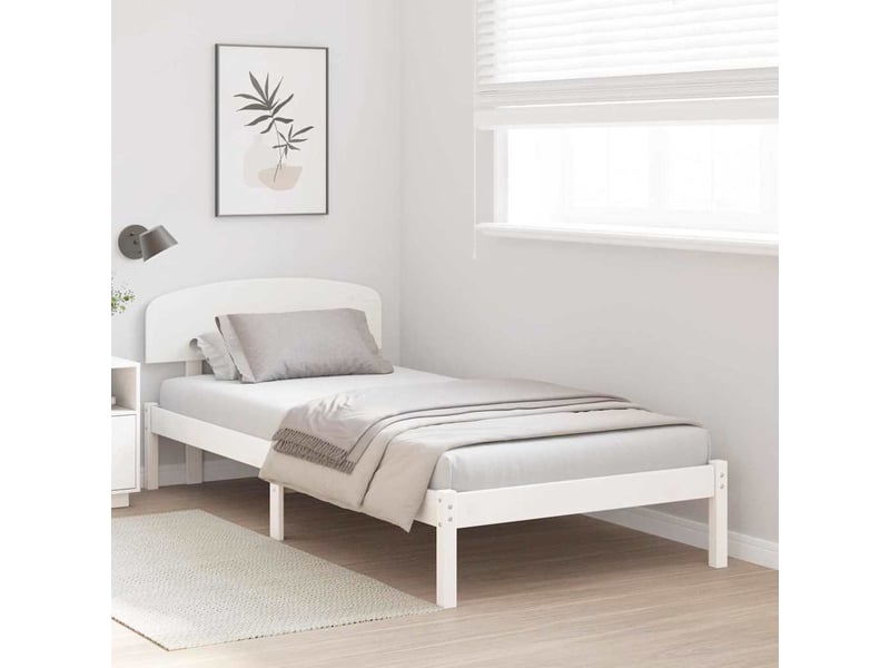 Lit simple- lit adulte -  cadre de lit avec tête de lit blanc 100 x 200 cm pin massif  - Conforama B