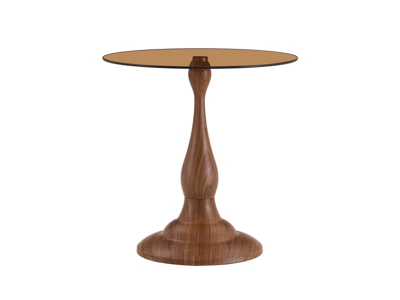 Table d'appoint ronde en verre trempé marron ø50 cm, piètement métal, h 51,5 cm  - Conforama A