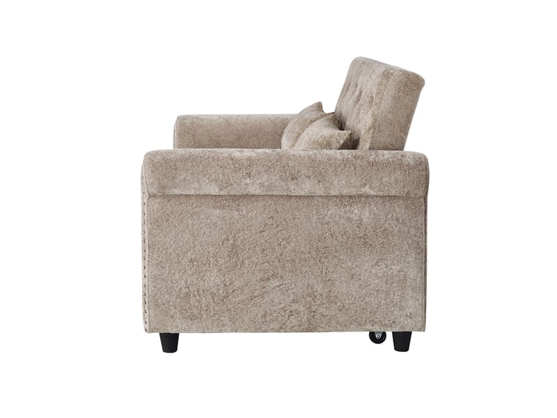  Canapé-lit 3-en-1 2 places en chenille, dossier réglable 3 positions, 2 coussins  - Conforama E