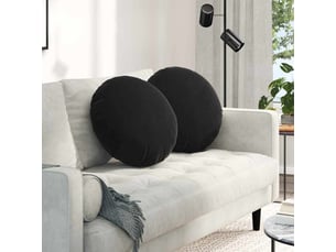 Lot de 2 coussins de siège, coussins décoratifs velours noir ø50 x 19 cm cf59909