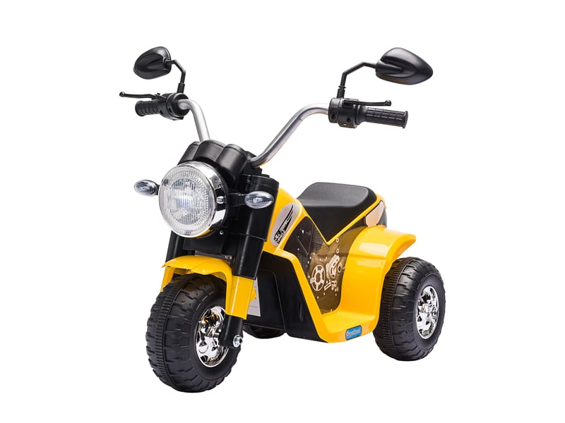  Tricycle électrique pour enfants (18-36 mois), batterie 6v, avec phare et klaxon, 72 x 57 x 56 cm, jaune  - Conforama A