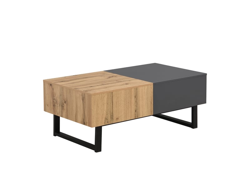  Table basse coulissante extensible avec rangement, bois et anthracite, 100 à 155 x 55 x 40 cm Fay Lum - Conforama A