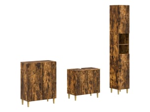 Ensemble de meuble de salle de bain 3 pièces delft chêne fumé cf63377