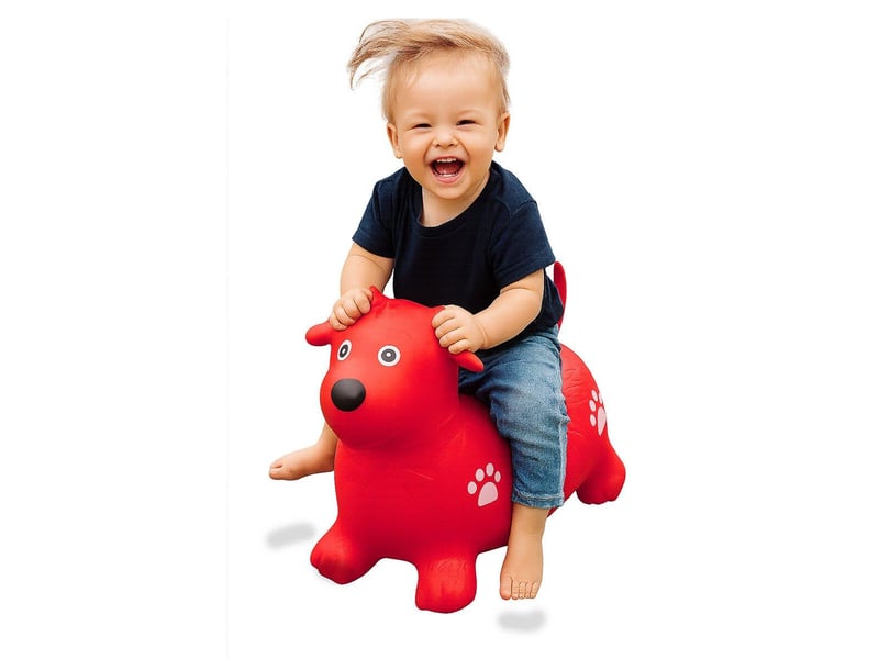  Animal rebondissante chien hoppydoo rouge avec pompe 460454 - Conforama C