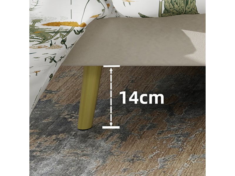  Lit adulte 140 x 200 cm, lit double, avec tête de lit et sommier, base basse, velours beige, sans matelas  - Conforama D