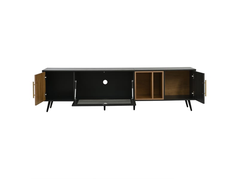  Meuble tv élégant effet bois foncé et gris 200x40x55,5 cm pour tv jusqu'à 90 pouces avec rangement  - Conforama D