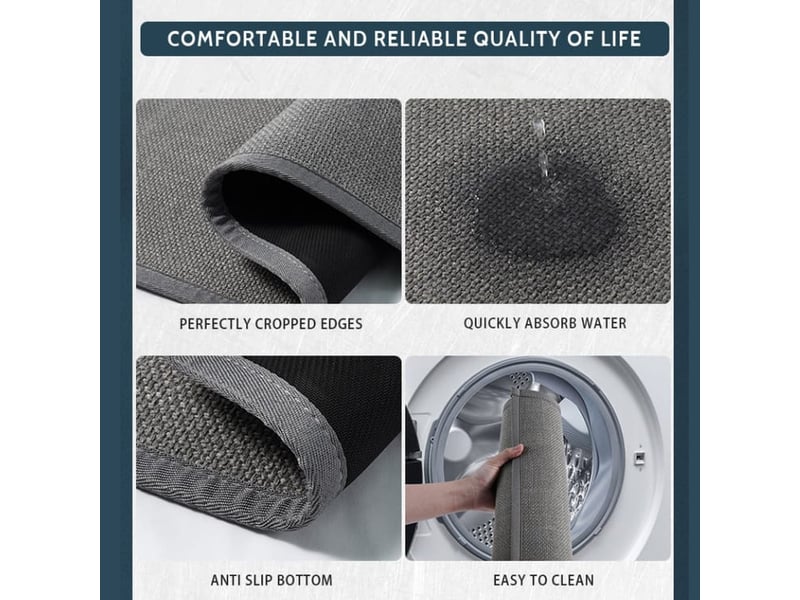  Tapis de cuisine tressé, absorbant l'eau et l'huile, antidérapant, anti-chute, anti-salissures, lavable en machine, 45 x 120 cm, gris foncé  - Conforama E