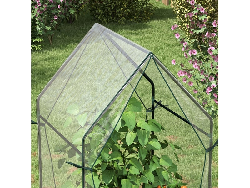  Serre de jardin 90x90x145 cm – transparente – double porte et bâche pe anti-uv pour plantes grimpantes  - Conforama E