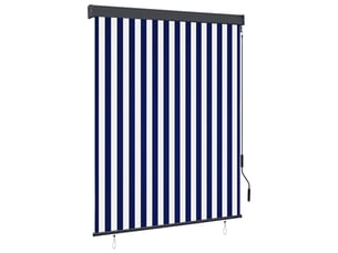 Store enrouleur, store roulant d'extérieur 140x250 cm bleu et blanc cf47323