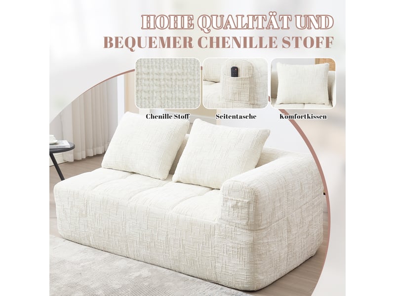Canapé de salon, canapé moderne; poches latérales, sans montage, beige - Conforama D