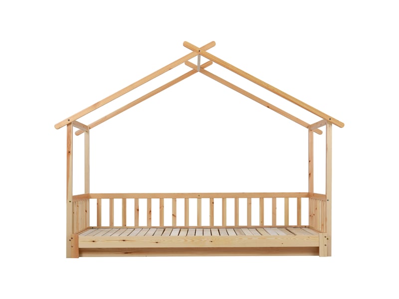  Lit cabane extensible, lit cabane, lit enfant, lit de jour, lit simple et double, bois massif, naturel (200x90cm &amp; 200x180cm)  - Conforama E