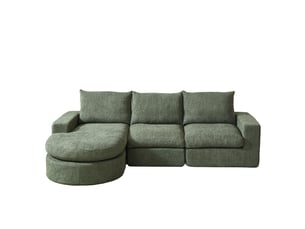 Canapé d'angle compressé réversible fixe <strong>BGSRYAO</strong> <strong></strong> 3 places Tissu Vert