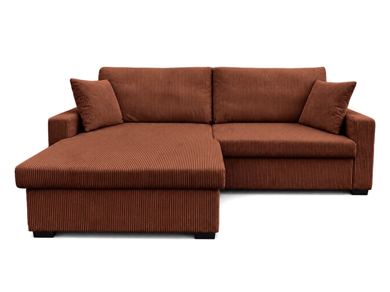  Gisele - canapé d'angle réversible 4 places convertible avec large méridienne et coffre en velours côtelé - best mobilier - terracotta GISELE - Conforama A