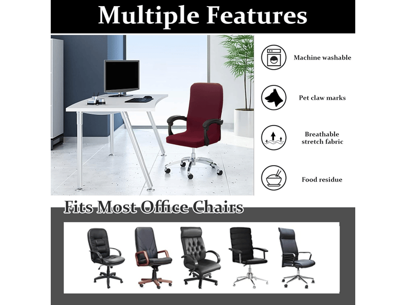  Housse de chaise de bureau élastique bordeaux, grande taille, housse universelle amovible et lavable pour chaise de bureau pivotante, housse de cha XLH-ZLS-009442MF - Conforama D