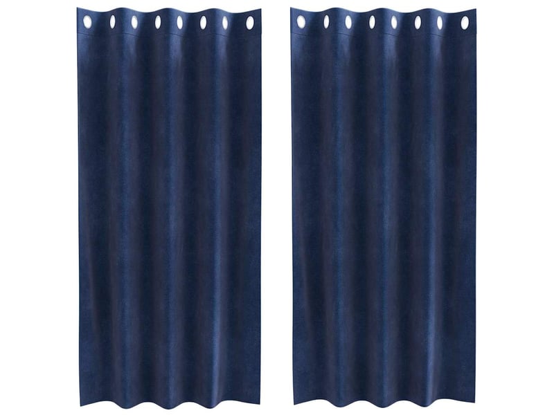 Lot de 2 rideaux, rideaux de fenêtre bleu foncé 140 x 175 cm velours cf43989 - Conforama A
