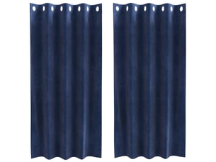 Lot de 2 rideaux, rideaux de fenêtre bleu foncé 140 x 175 cm velours cf43989