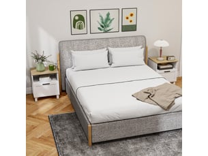 Lot de 2 tables de chevet avec tiroir compartiment ouvert pieds en bois 45x38x50 cm blanc