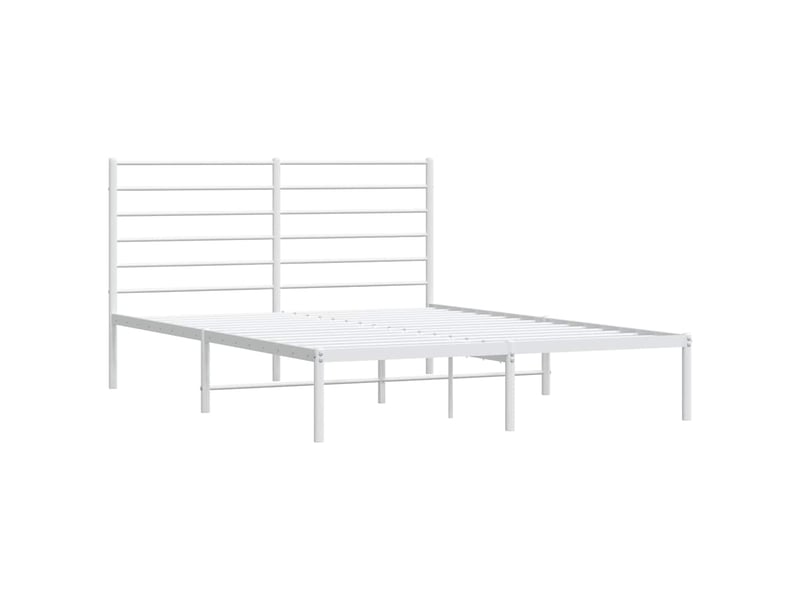  Lit double- lit adulte -  cadre de lit métal sans matelas et tête de lit blanc 150x200 cm  - Conforama C