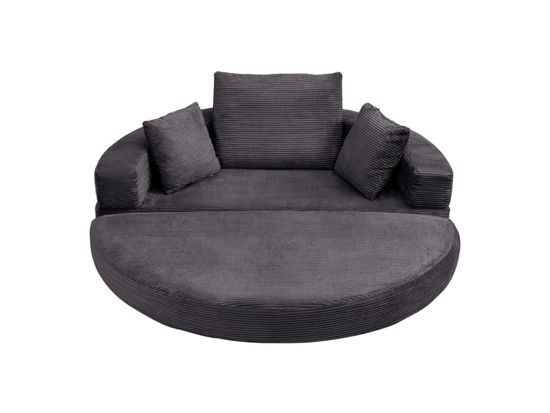  Canapé‑lit ovale modulable sans structure 173 x 176 cm, autoportant, revêtement velours côtelé, livré avec coussins, canapé‑lit pliable multifonction Fay Lum - Conforama W