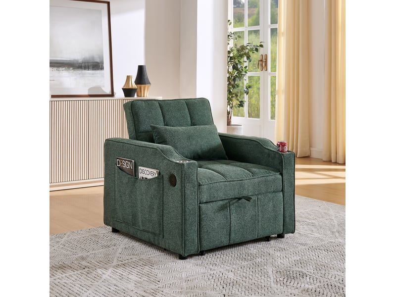 Fauteuil convertible 1 place avec couchage 190 cm et ports usb evryae - Conforama B