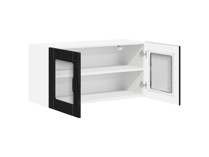  Meuble mural de cuisine, cabinet en verre mural chêne noir 80x31x40cm  - Conforama E