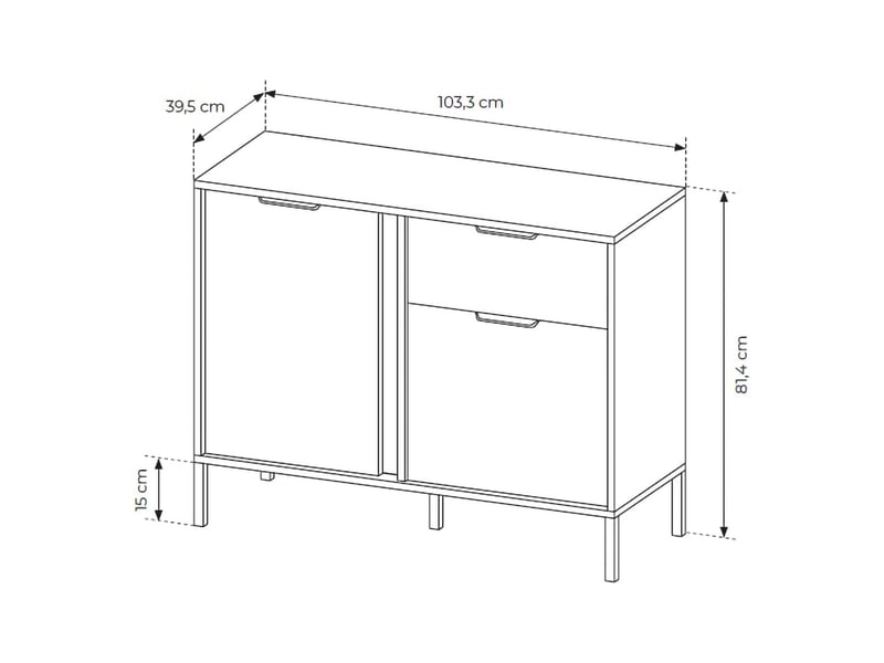  Buffet hame, bahut un tiroir, 103x40x81h cm noir Hame - Conforama D