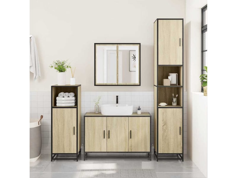 Ensemble de meubles de salle de bain 2 pcs chêne sonoma cf63598 - Conforama D