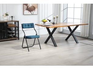 Lot de 2 chaises pliantes avec coussin bleu, structure métal, légères et pliables, pour cuisine, bureau ou réception