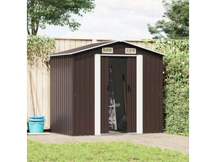 Abri de stockage de jardin, armoire à outils marron 204x132x186 cm acier