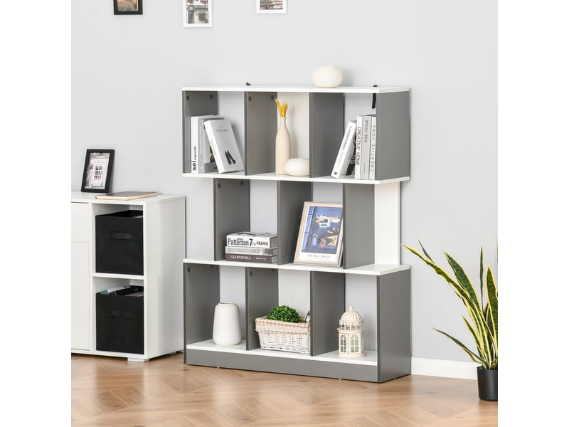  Bibliothèque à 8 niveaux pour salon et chambre, en bois, 100 x 24 x 124 cm, gris anthracite  - Conforama D