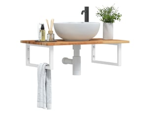 Étagère de vasque murale acier et bois massif d'acacia shl4444