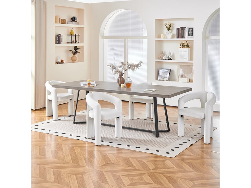  Chaise de salle à manger avec accoudoirs ergonomiques, dossier enveloppant et charge 150 kg, en velours beige  - Conforama C
