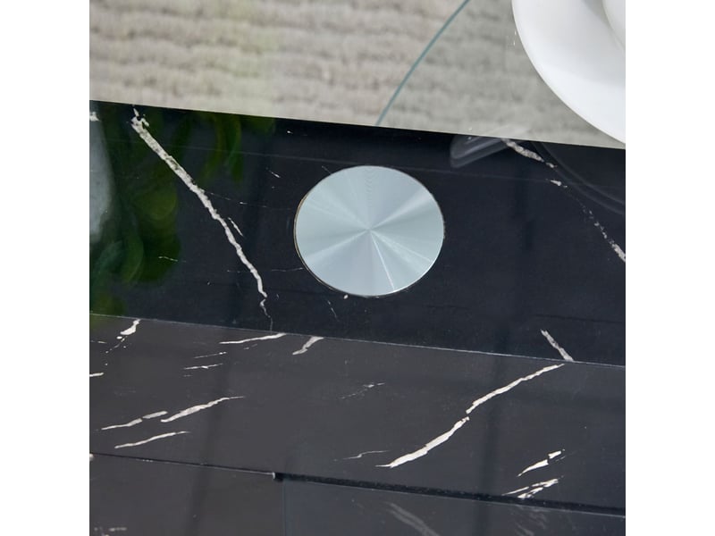  Table basse verre trempé design multicouche support mdf de qualité autocollants texturés noirs plusieurs couleurs  - Conforama D