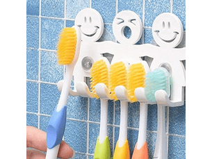 Mignon support de brosse à dents avec ventouse pour murale de salle de bain smiley emoji home decor, 1, taille unique