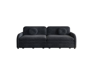 Canapé droit convertible <strong></strong> <strong></strong> 3 places Tissu noir