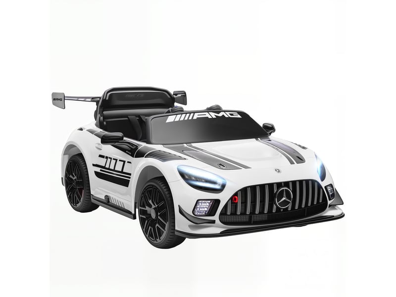  Voiture électrique mercedes pour enfants, batterie 12v, phares led, fonction musicale, klaxon, 3-8 ans, blanche  - Conforama A