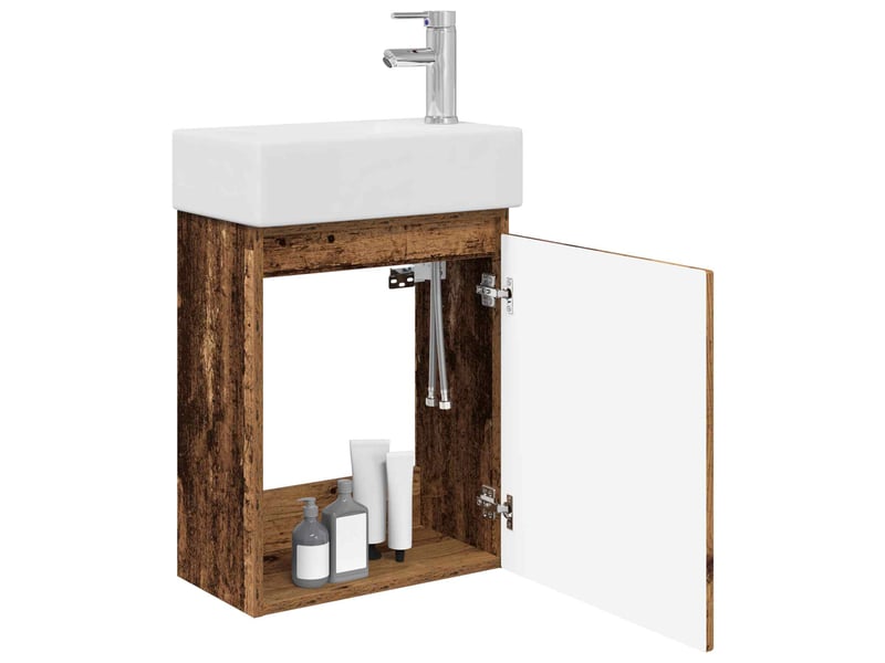  Meuble de rangement salle de bain avec robinet bois ancien shl2854  - Conforama C