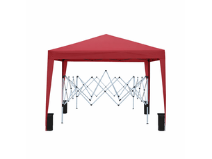 Pavillon pliant 3 x 3 m bordeaux avec 4 parois et sacs de lestage, protection uv 50+ pour jardin et réception