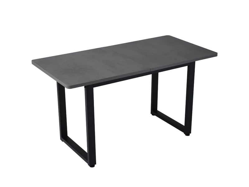  Table salle à manger, design industriel table à manger, plateau aggloméré épais, structure métal grise, surface spacieuse, pieds réglables  - Conforama E