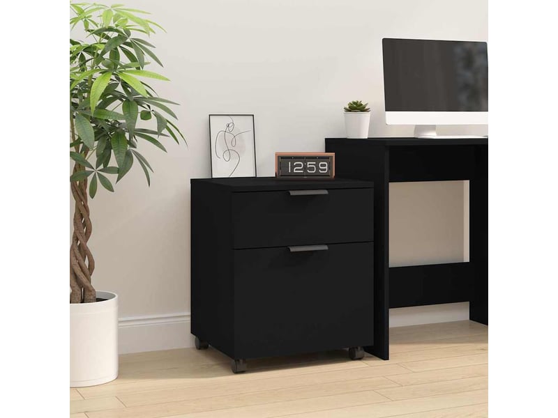  Caisson de bureau, classeur mobile avec roues noir 45x38x54 cm bois d'ingénierie  - Conforama B