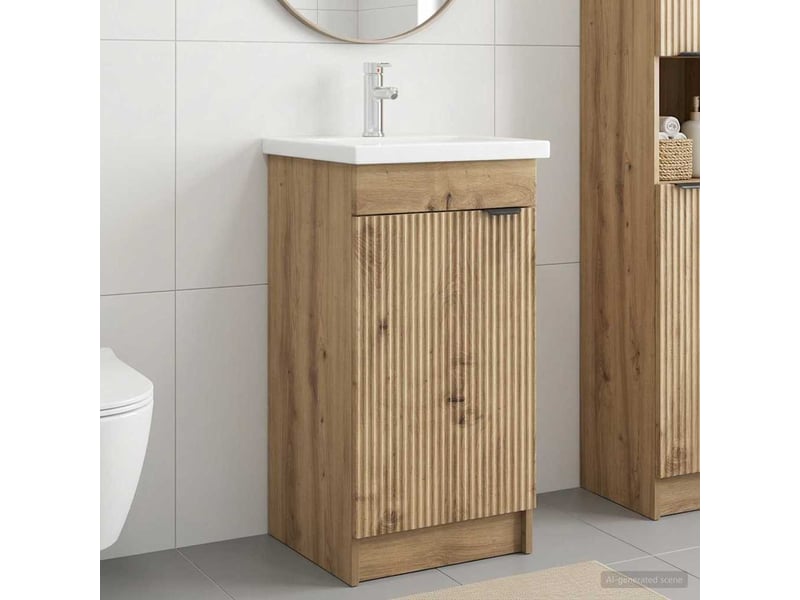 Meuble de salle de bain avec évier chêne artisanal shl5257 - Conforama B