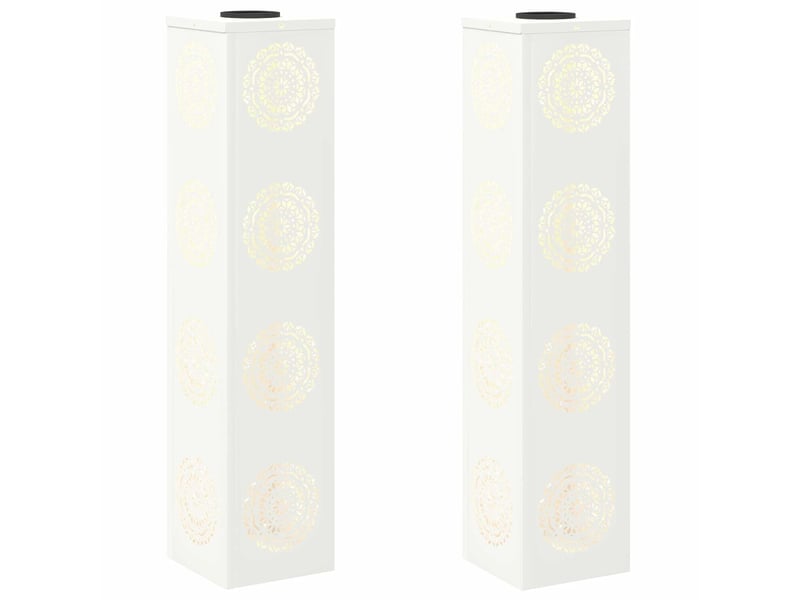  Lot de 2 lampes solaires modernes autoportantes extérieures 18 x 18 x 80 cm en acier blanc 02_0052602  - Conforama A