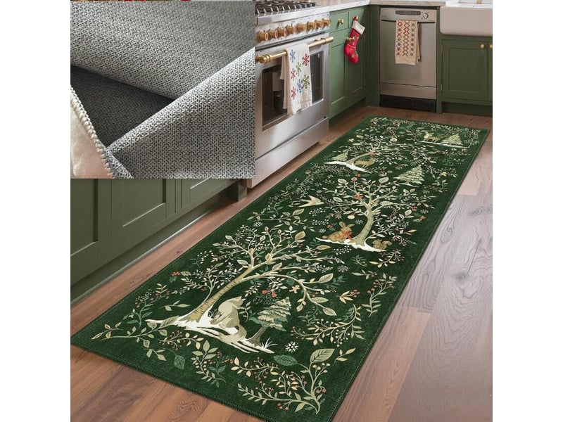 Tapis de couloir de noël, vert, antidérapant et lavable, grand tapis d'entrée, tapis décoratif de noël moderne, 80 x 120 cm SZPB770241JJZJ - Conforama C