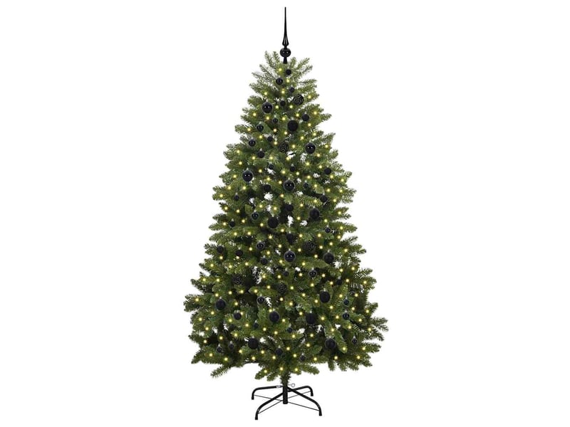  Sapin de noël, arbre de noël artificiel 210 cm 300 led blanc chaud vert shl8174  - Conforama C