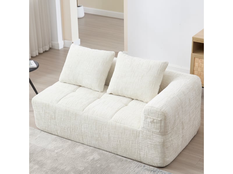 Canapé droit fixe 2 places tissu beige canapé compressible - Conforama B